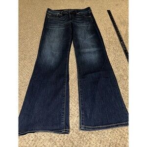 American Eagle Favorite Boyfriend Jeans Women 8 Short Blue Bootcut SuperStretch